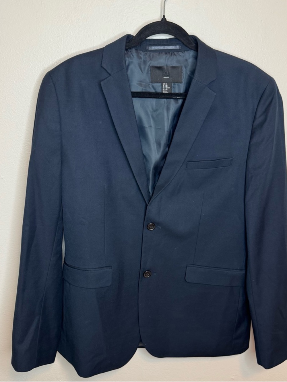 H&M Men’s Blazer Navy Slim Fit 42R - Picture 2 of 8